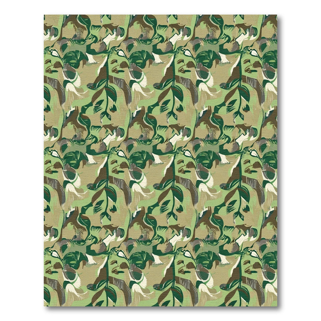 Earthy Abstract Camouflage Foliage Rug