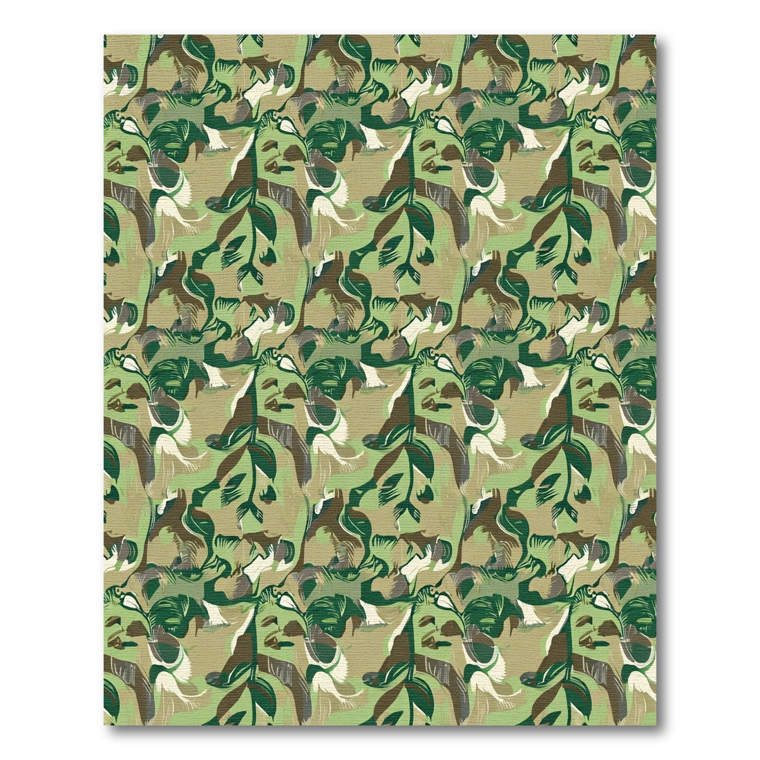 Earthy Abstract Camouflage Foliage Rug