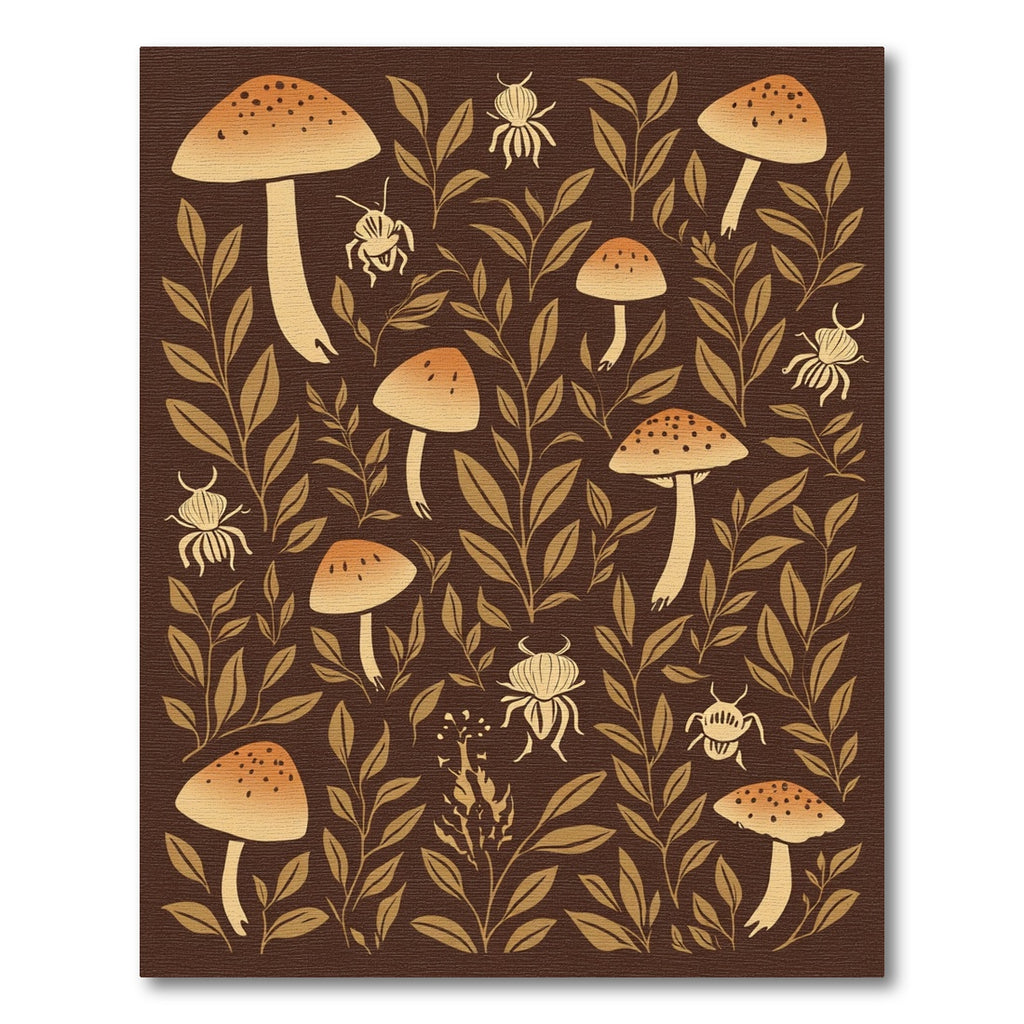 Earthy Mushroom Beetle Foliage Rug