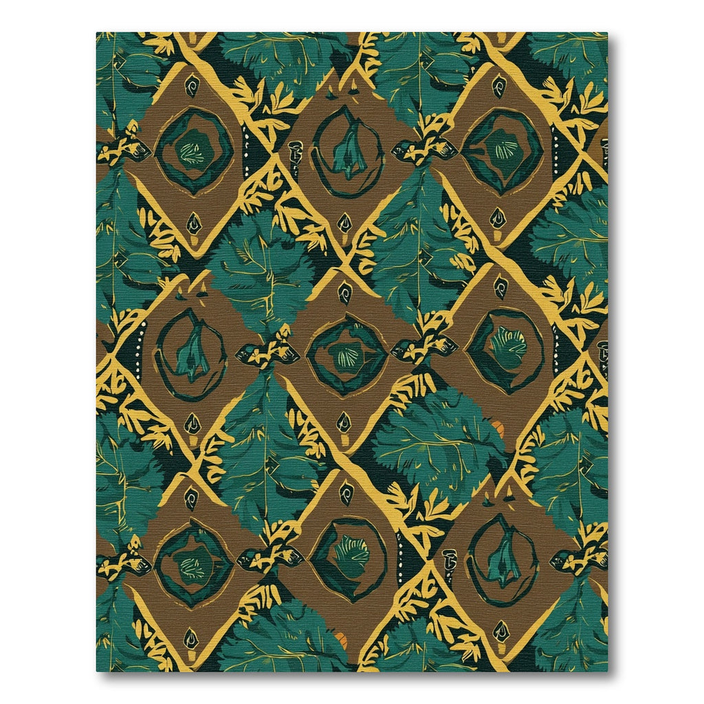 Emerald Green Tropical Diamond Medallion Rug