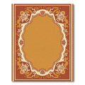 Earthy Ochre Ornamental Scroll Frame Rug
