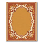 Earthy Ochre Ornamental Scroll Frame Rug