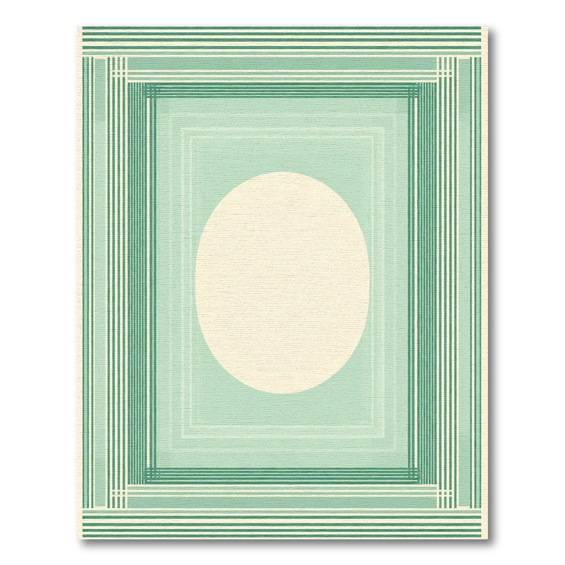 Cool Mint Geometric Layered Circle Rug