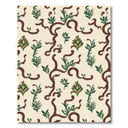 Cream Brown Green Vine Foliage Rug