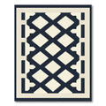 Navy Cream Diamond Lattice Border Rug