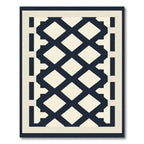 Navy Cream Diamond Lattice Border Rug