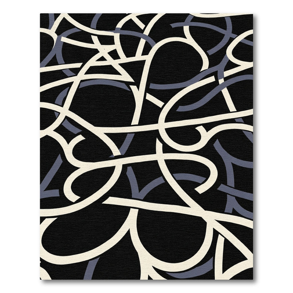 Modern Black Cream Gray Ribbon Loop Rug
