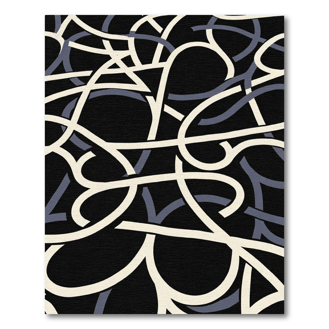 Modern Black Cream Gray Ribbon Loop Rug