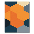 Vibrant Orange Hexagon Geometric Arrangement Rug