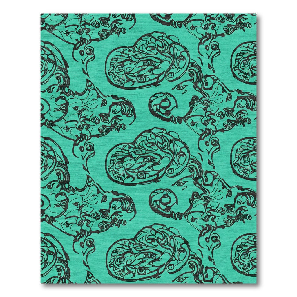 Teal Black Abstract Swirls Rug