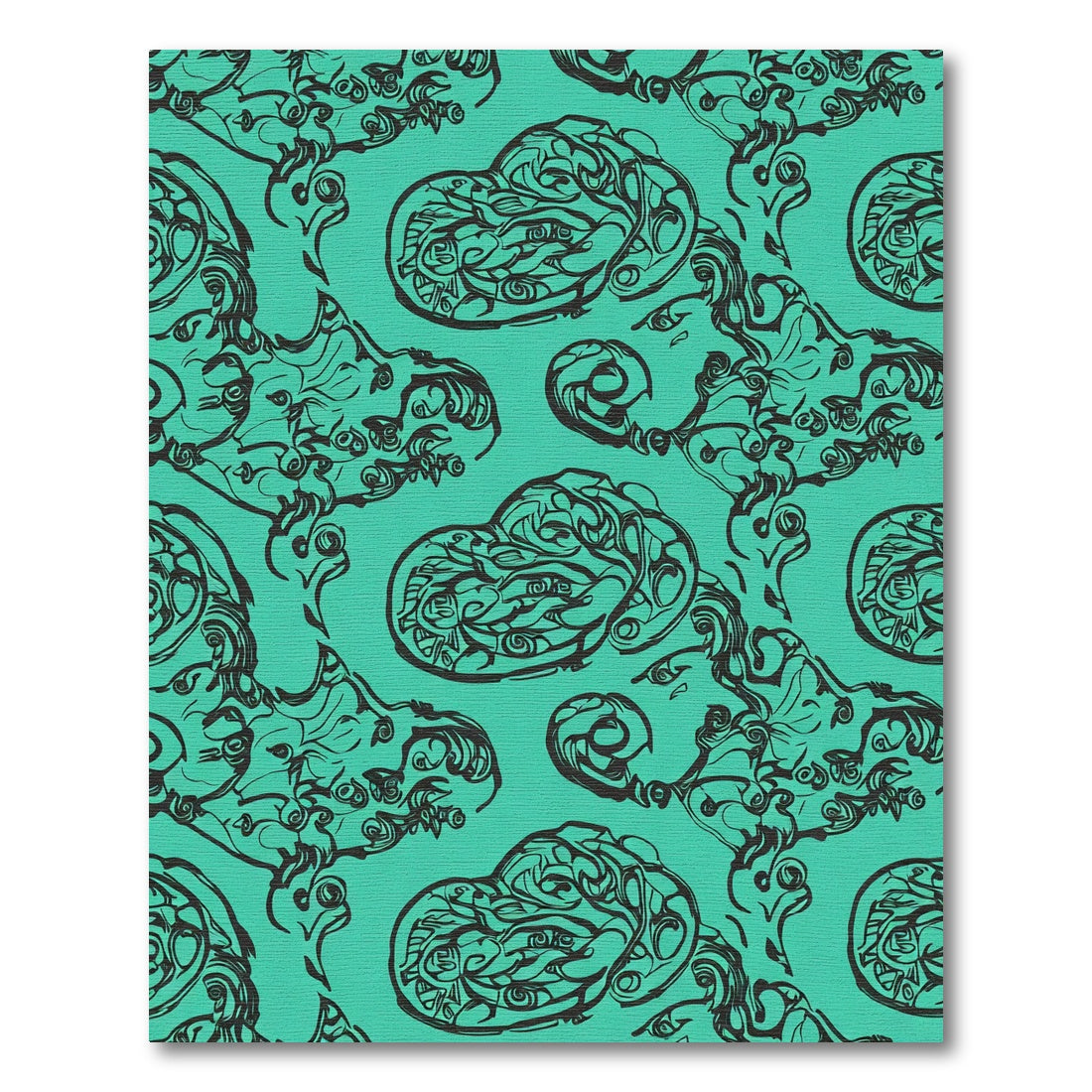 Teal Black Abstract Swirls Rug