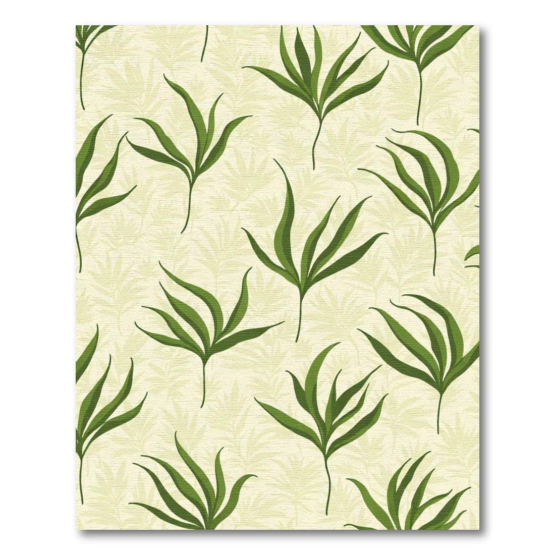 Green Tropical Leaf Pattern Rug