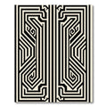 Black and Cream Abstract Geometric Maze Rug
