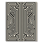 Black and Cream Abstract Geometric Maze Rug