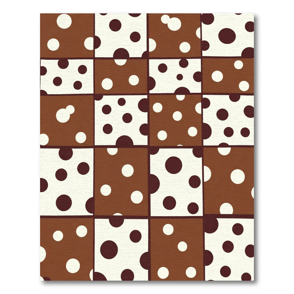 Brown White Polka Dot Squares Rug