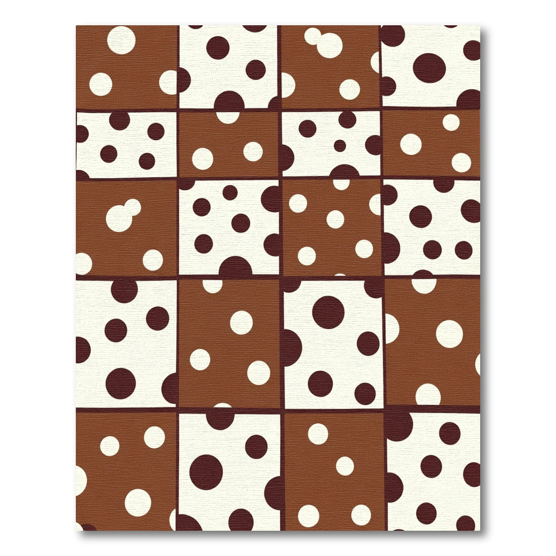 Brown White Polka Dot Squares Rug
