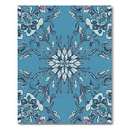 Delicate Blue Floral Scrollwork Rug