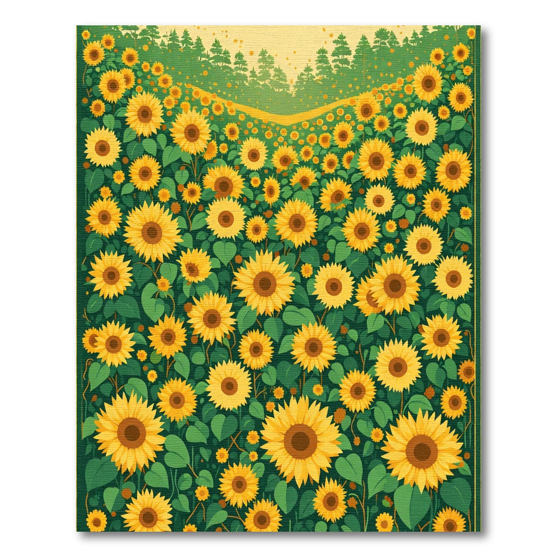 Golden Yellow Sunflower Garden Scene Rug