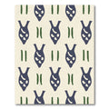 Dark Blue Abstract Figures Cream Ground Rug
