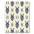 Dark Blue Abstract Figures Cream Ground Rug