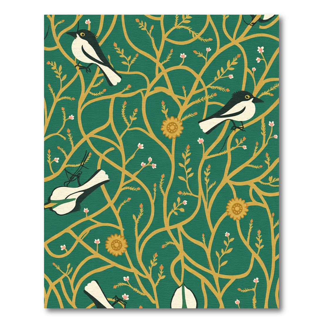 Emerald Green Bird Branch Foliage Rug