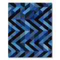 Deep Blue Geometric Chevron Rug