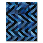 Deep Blue Geometric Chevron Rug