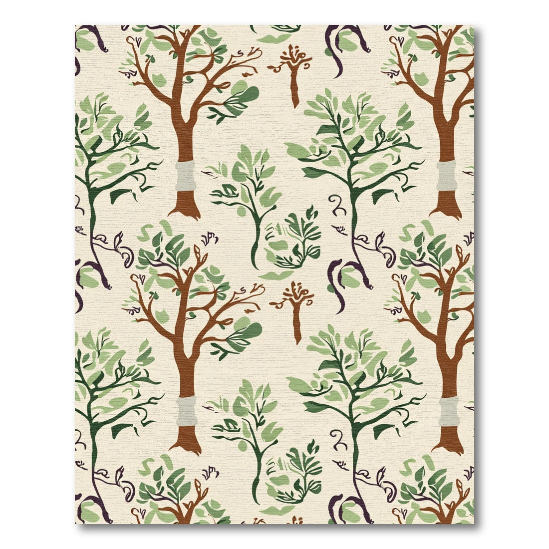 Woodland Emerald Leaf Tree Arrangement Rug