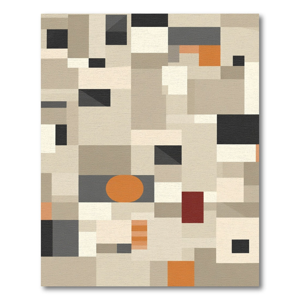 Abstract Geometric Neutral Palette Blocks Rug