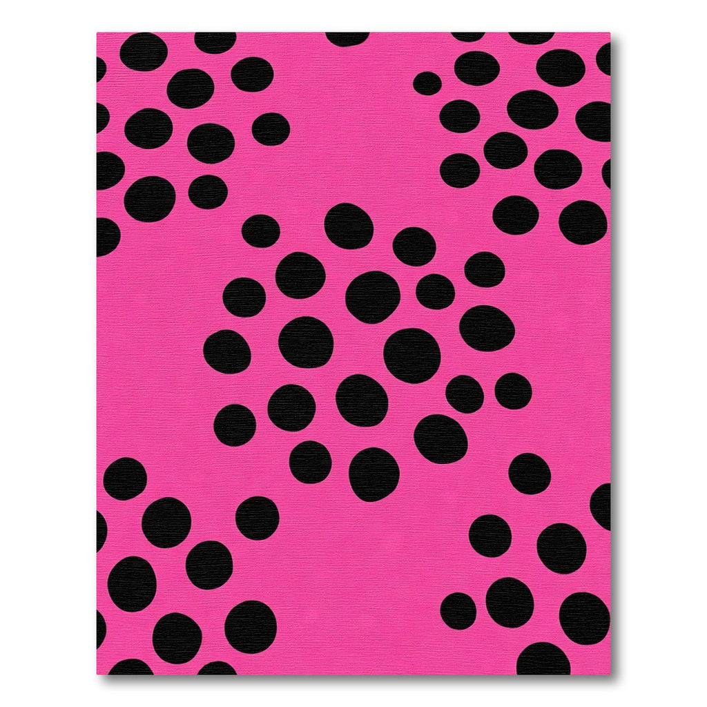 Bright Pink Black Dot Cluster Rug