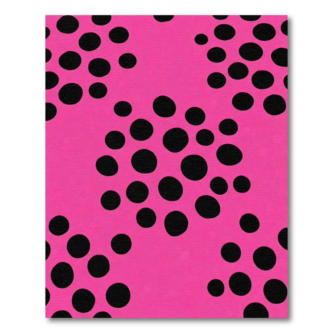 Bright Pink Black Dot Cluster Rug
