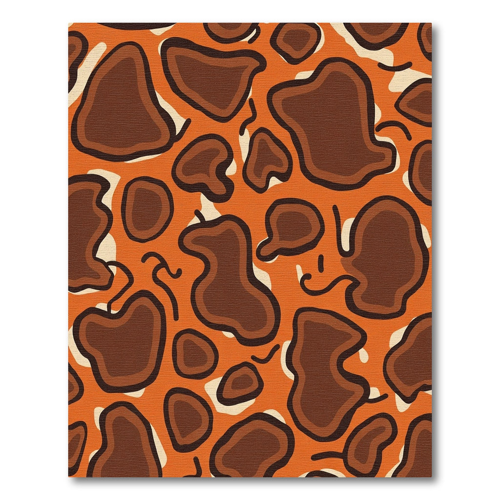 Orange Brown Abstract Blob Shape Rug