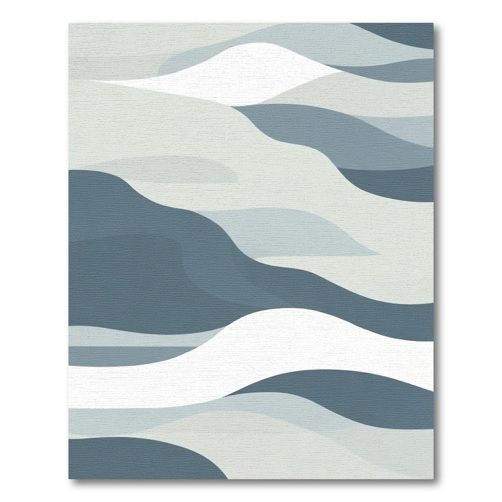 Cool Blue Landscape Flowing Waves Rug