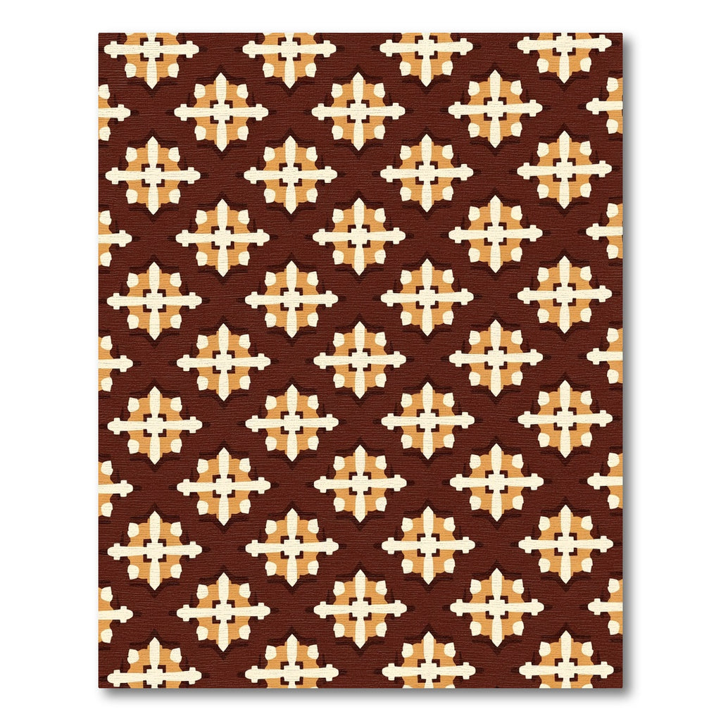 Brown Orange White Starburst Medallion Rug