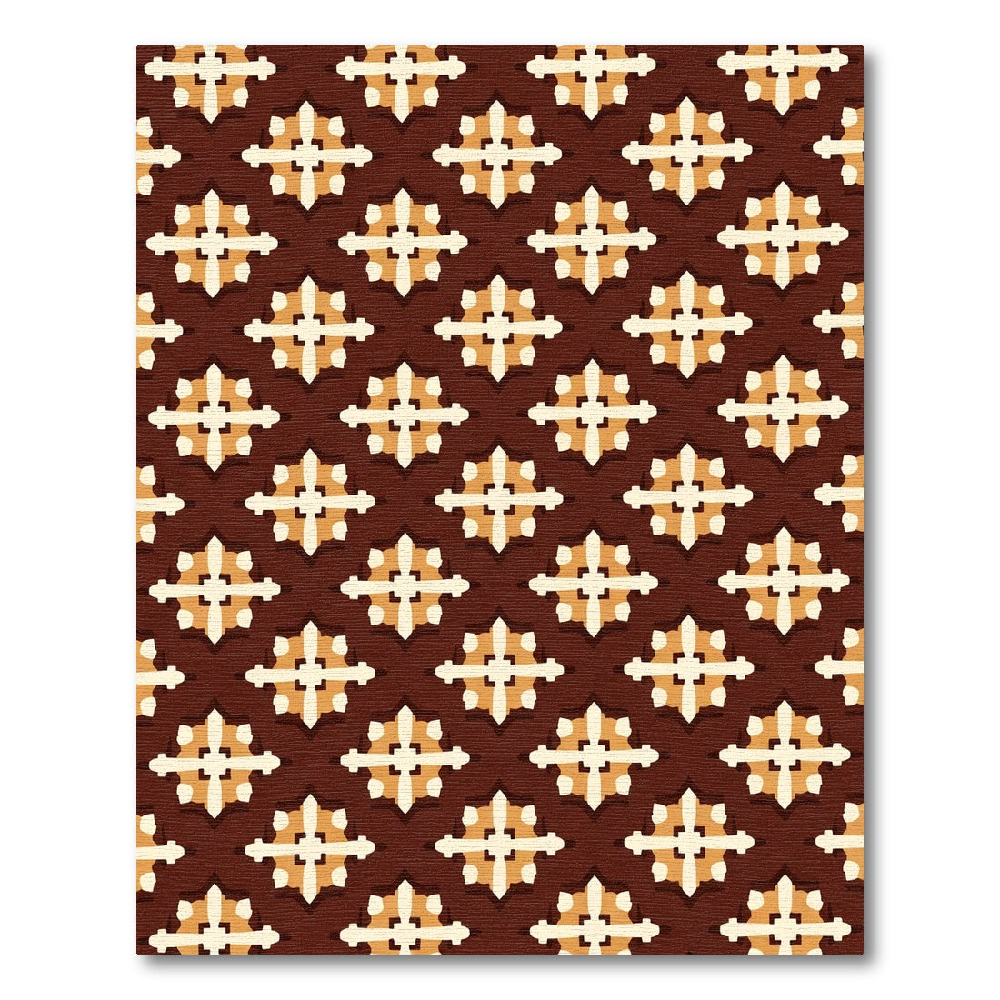 Brown Orange White Starburst Medallion Rug