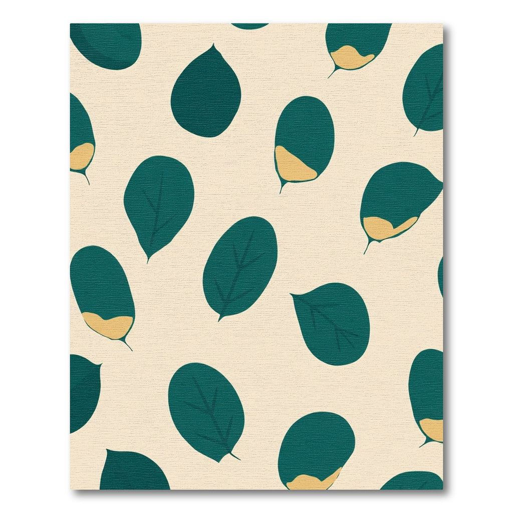 Teal Leafy Abstract Cream Background Rug