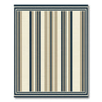Cream Navy Tan Vertical Stripe Rug