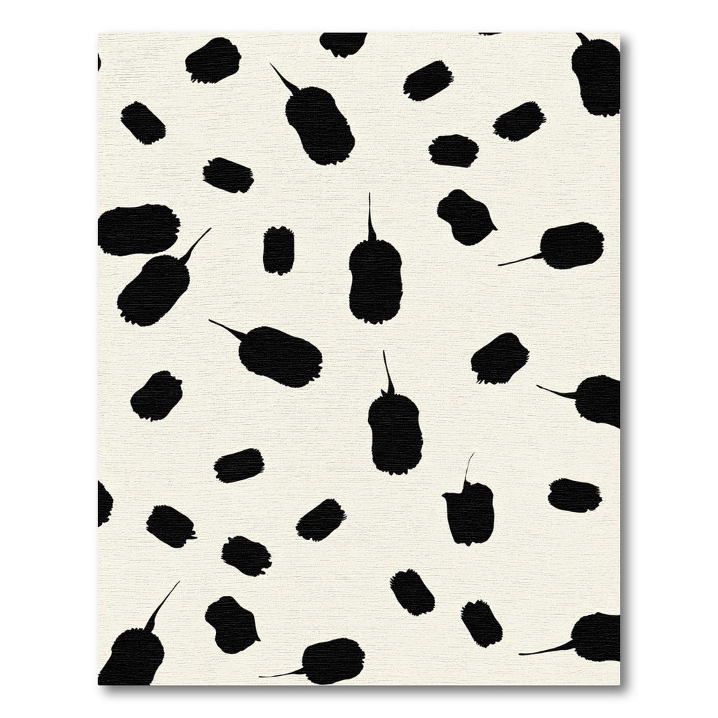 Black Brushstroke Spots Ivory Rug