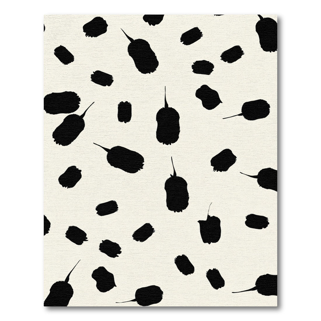 Black Brushstroke Spots Ivory Rug
