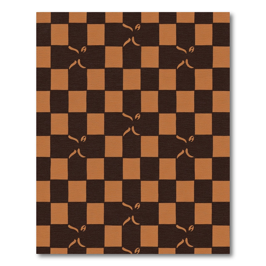 Brown Orange Checkered Figural Rug