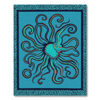 Teal Octopus Arms Ornamental Border Rug