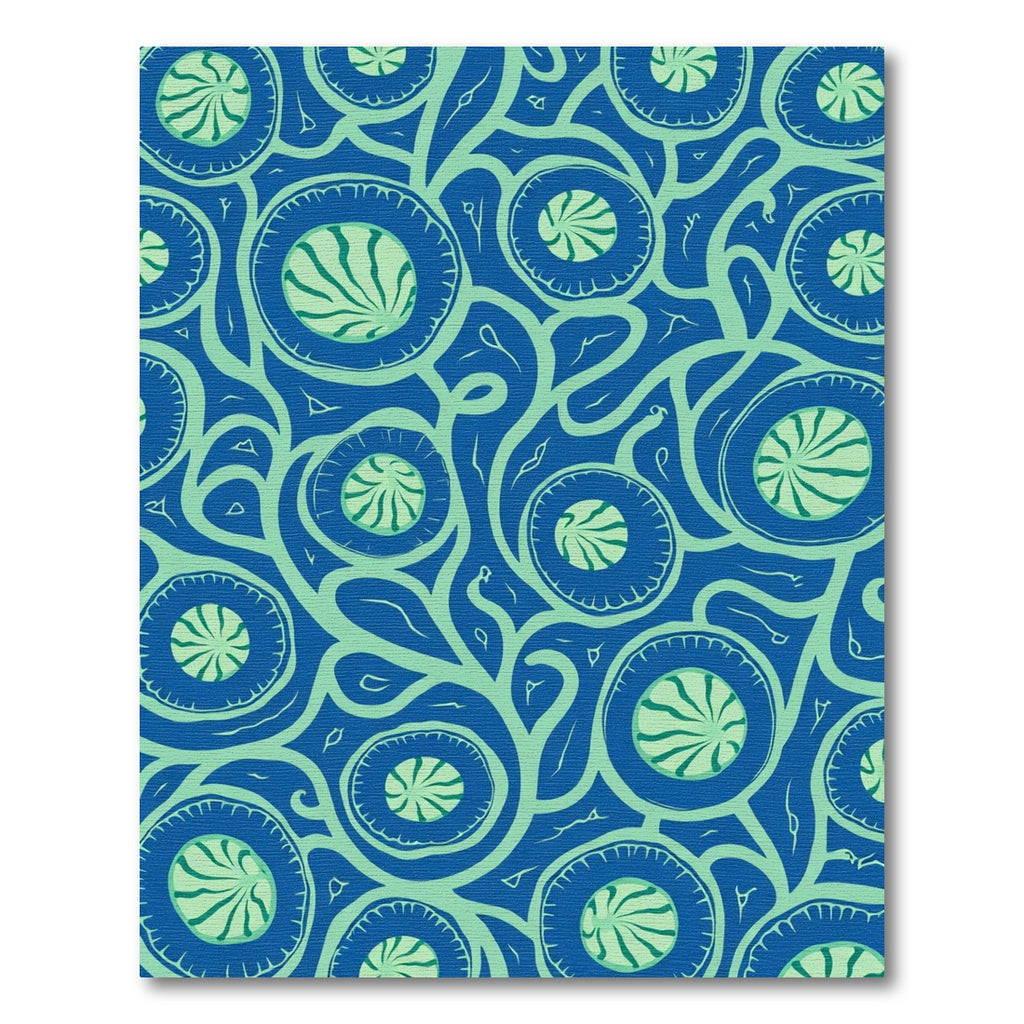 Bold Blue Teal Floral Swirl Rug