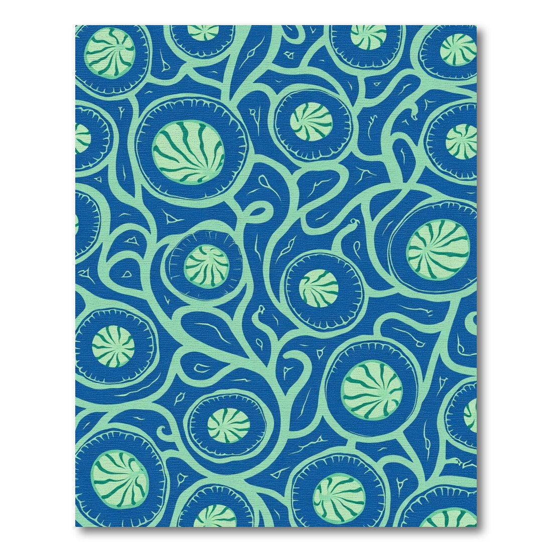 Bold Blue Teal Floral Swirl Rug