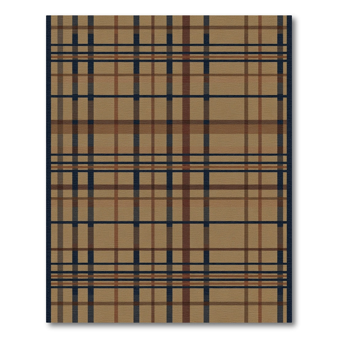 Classic Tan Plaid Tartan Grid Rug