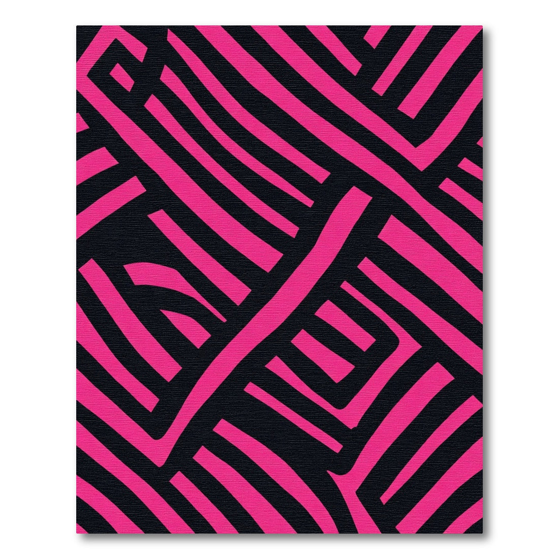 Bold Pink Black Abstract Lines Rug