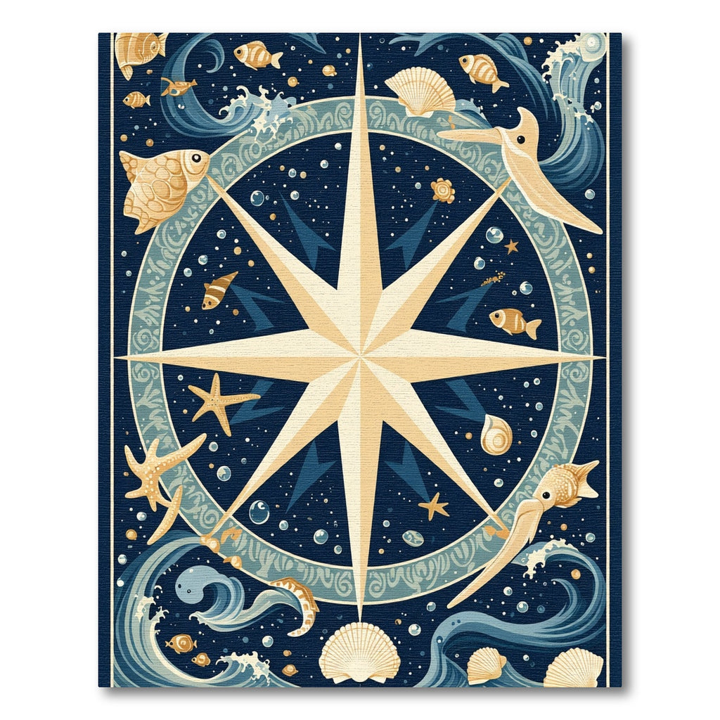 Nautical Starfish Octopus Seashell Waves Rug