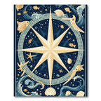 Nautical Starfish Octopus Seashell Waves Rug