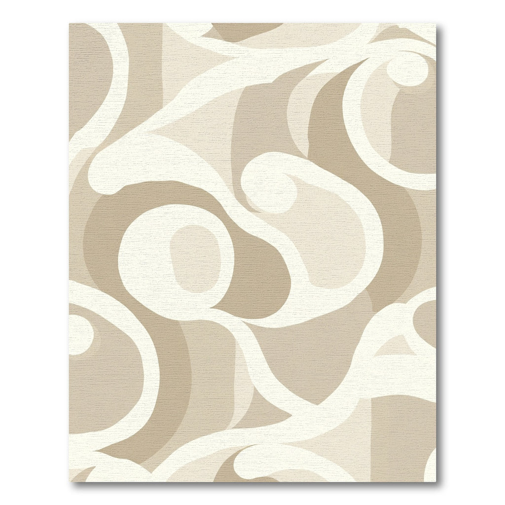 Cream Swirl Abstract Organic Form Rug