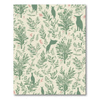 Green Silhouette Animals Floral Meadow Rug