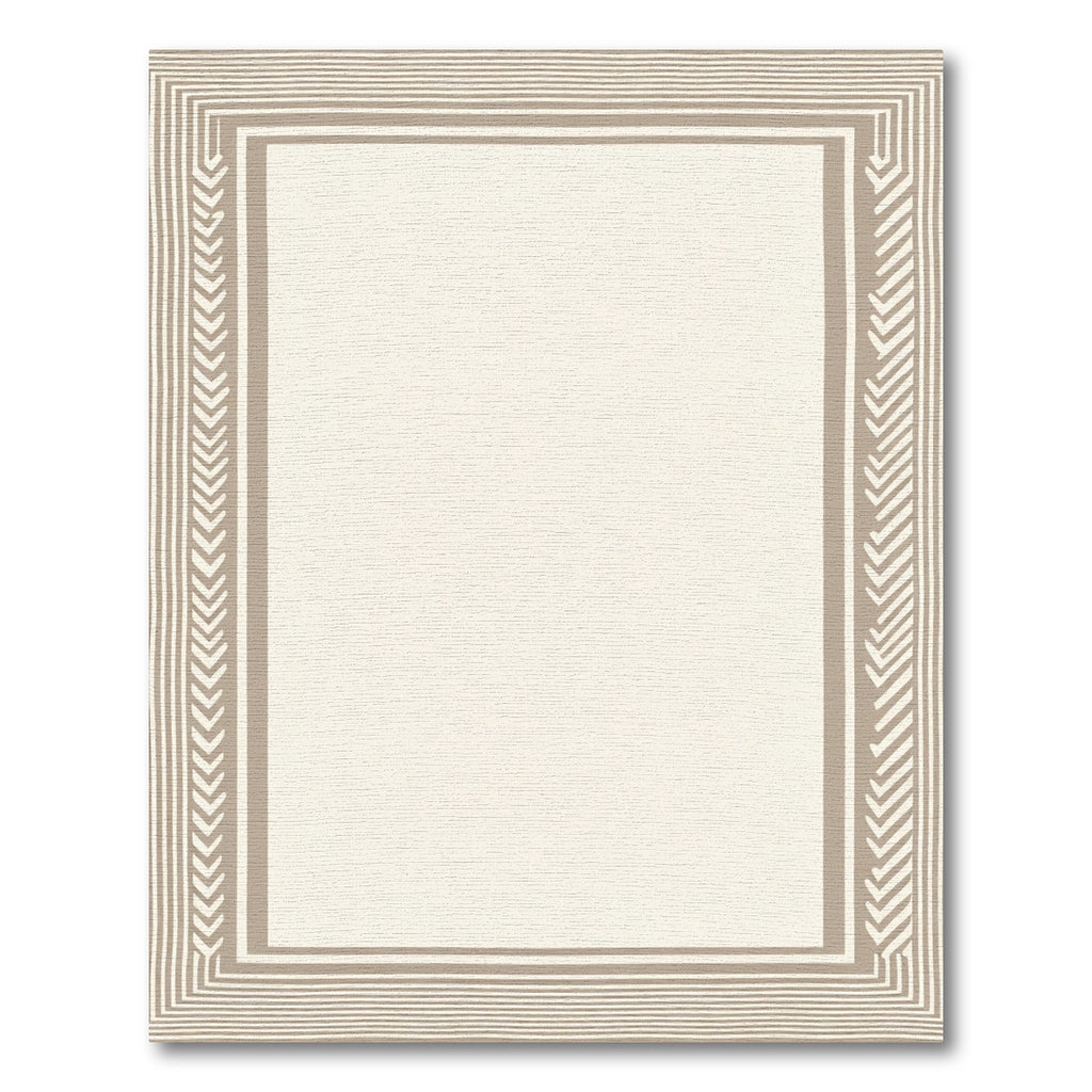 Taupe Contemporary Geometric Border Rug